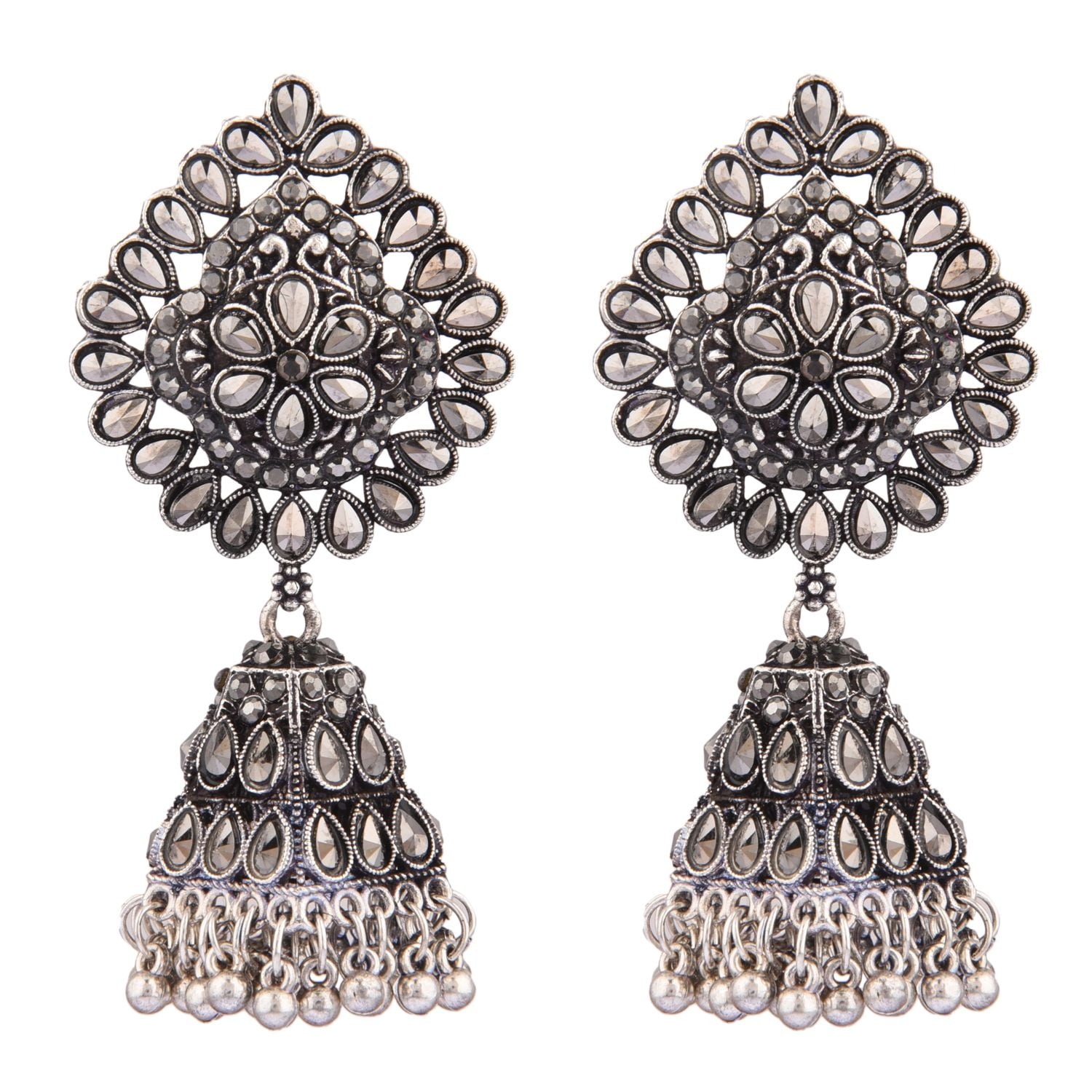 Buy YouBella Off White Gold Plated Beaded Jhumkas With Ear Chains - Earrings  for Women 2389704 | Myntra